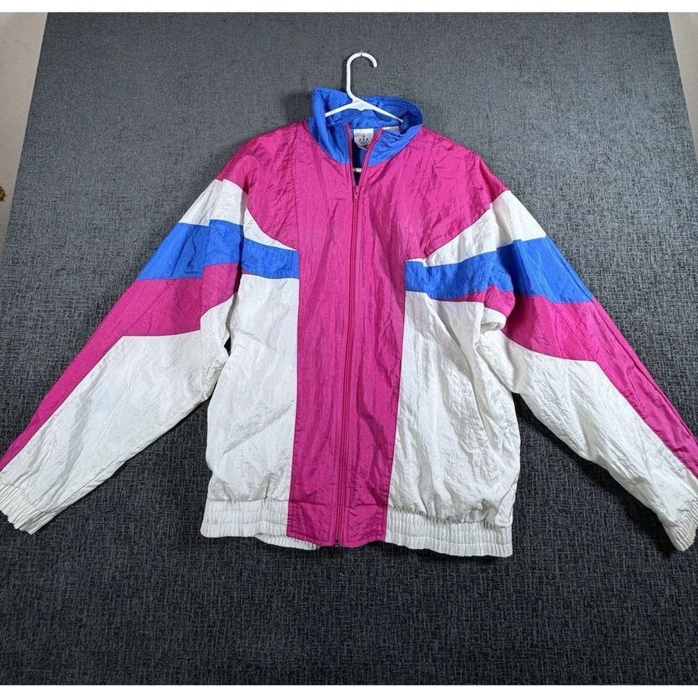 USA Olympic Team JcPenny Men's L Multicolor Retro Zip Windbreaker Jacket Vtg 90s